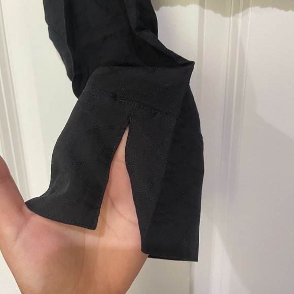 Savage x Fenty Woven Voile Monogram Sleep Crop Shirt with Drawstring - Picture 4 of 9